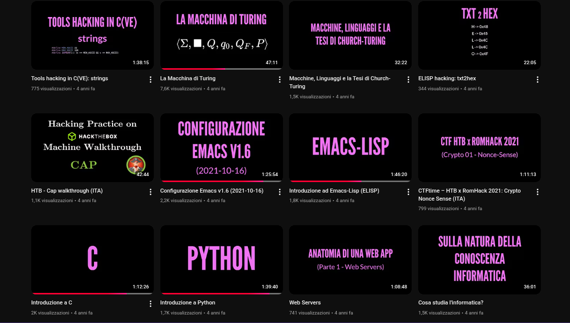 I video del primo periodo
